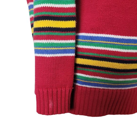 Lauren Ralph Lauren Red Stripe Half-Zip Cotton Pullover Sweater Women's Size M-L - Picture 9 of 9